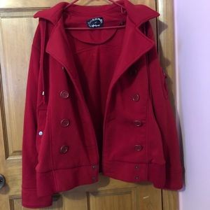 Bright Red Jacket with Pockets and Hood